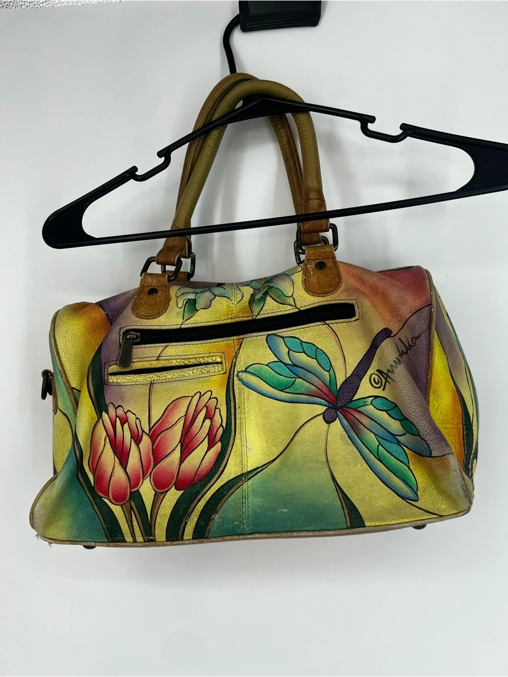 Anna by Anuschka hand-painted leather satchel bag in the 